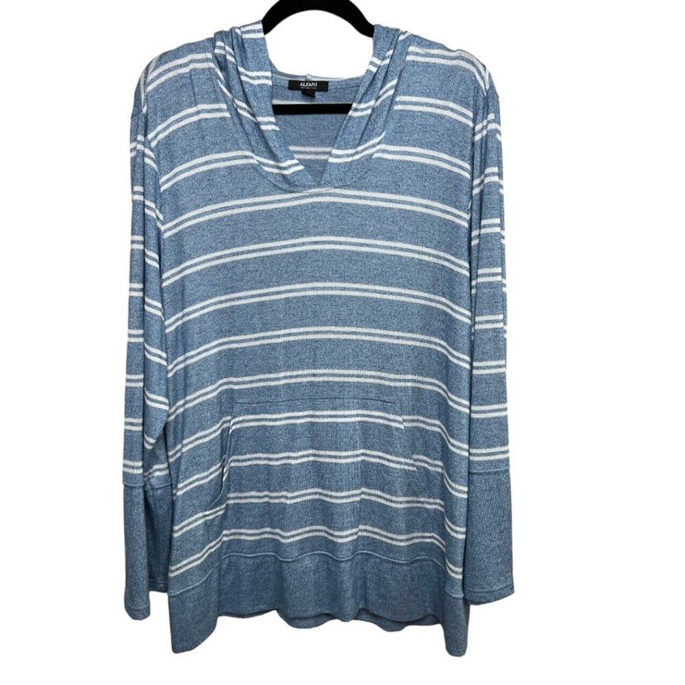 Alfani Super Soft Hoodie Blue & White Size XXL